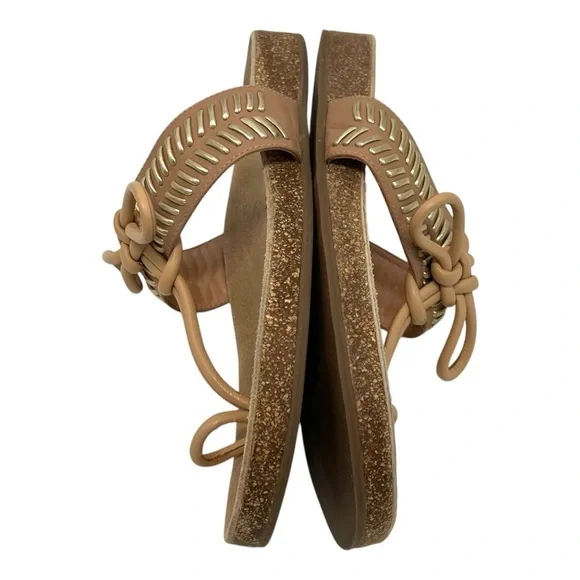 Ulla Johnson Jini Tan Gold Leather Casual Comfortable Slip On Sandals Womens 38 - Picture 11 of 14